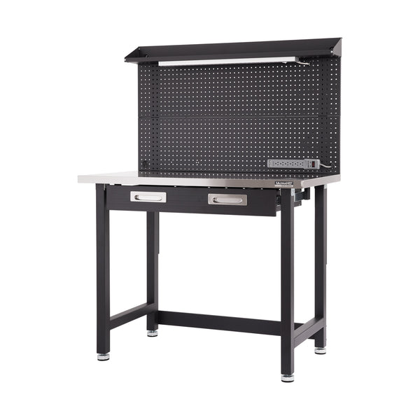 UltraHD® Lighted Workcenter w/ Stainless Steel Top and Pegboard, Graphite