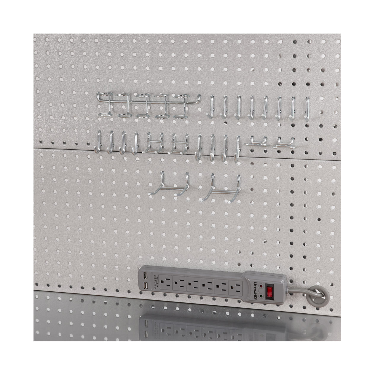 UltraHD® Lighted Workcenter w/ Stainless Steel Top and Pegboard