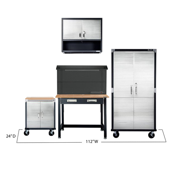 UltraHD® 4-Piece Storage Cabinet System with Lighted Workbench