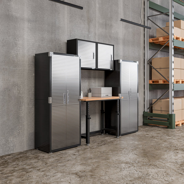 UltraHD® 5-Piece Storage Cabinet System with Workbench, 9 feet wide, Graphite