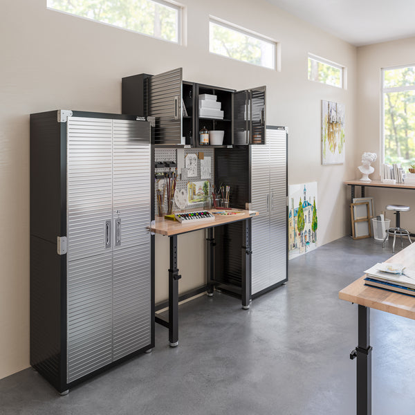 UltraHD® 5-Piece Storage Cabinet System with Workbench, 9 feet wide, Graphite