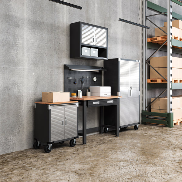 UltraHD® 4-Piece Storage Cabinet System with Lighted Workbench