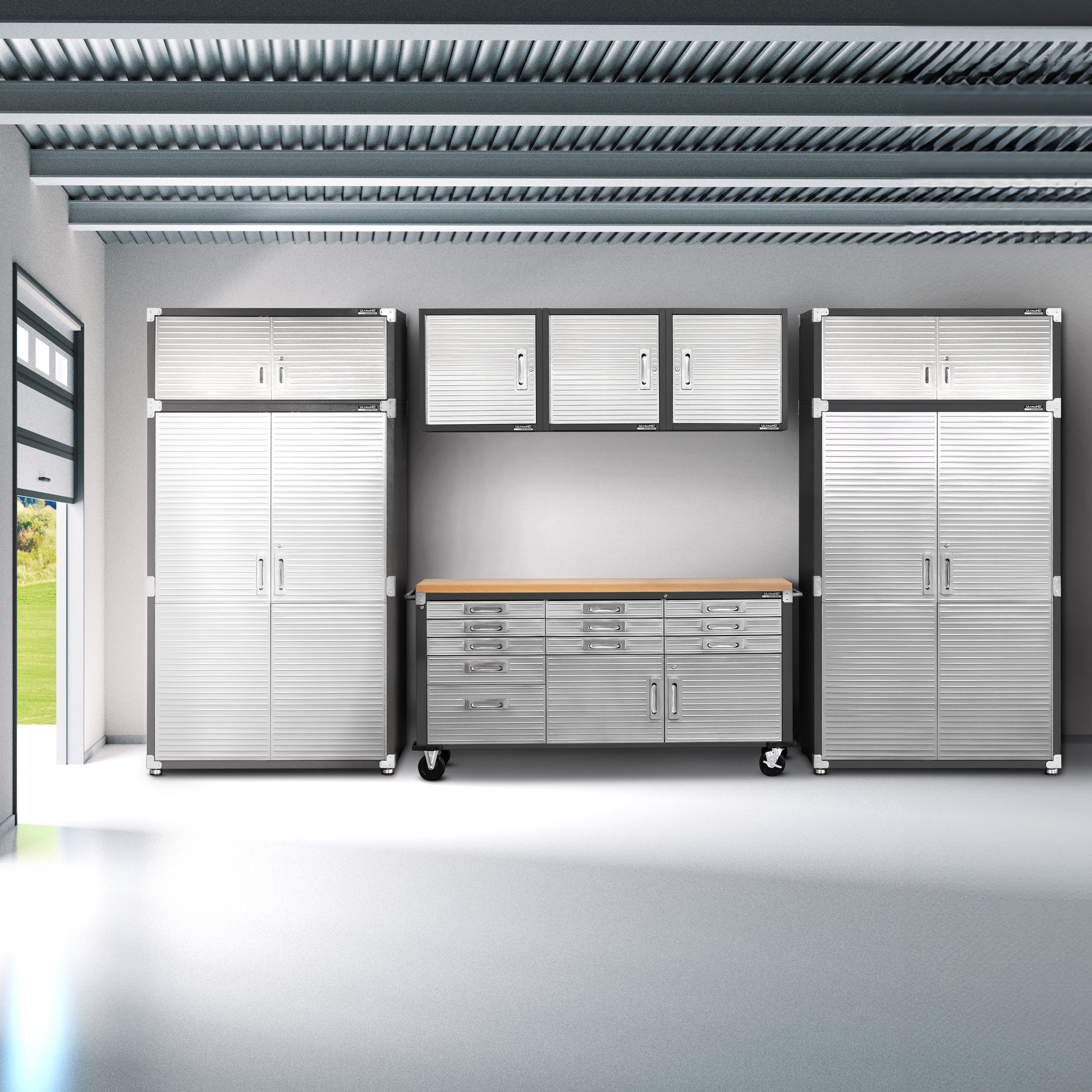 UltraHD® 8-Piece Storage Cabinet System with Rolling Workbench