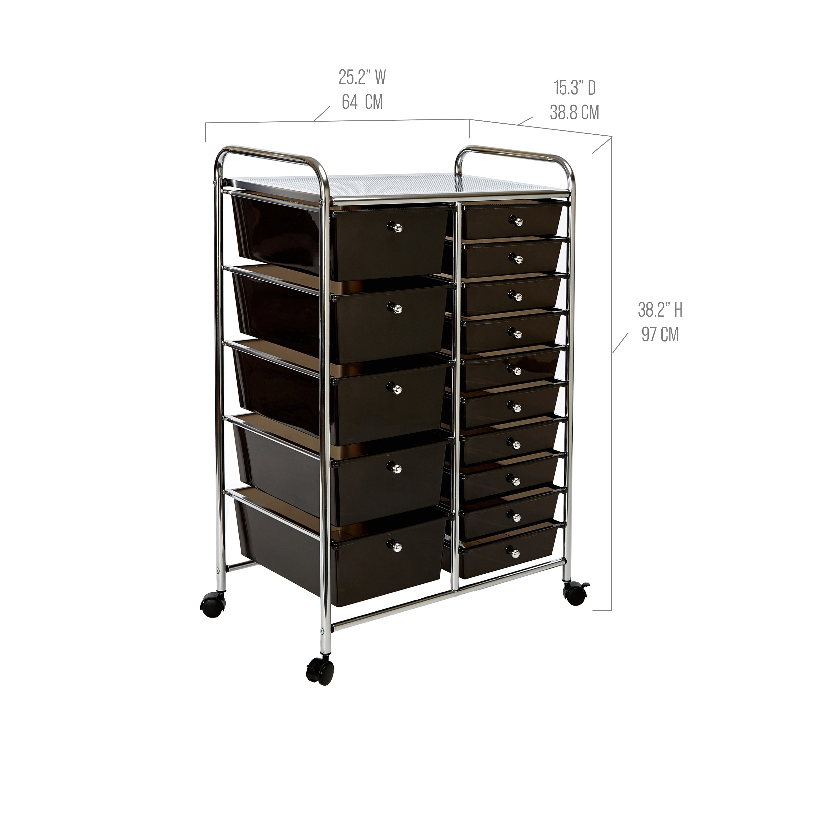 15-Drawer Rolling Organizer Cart, Black