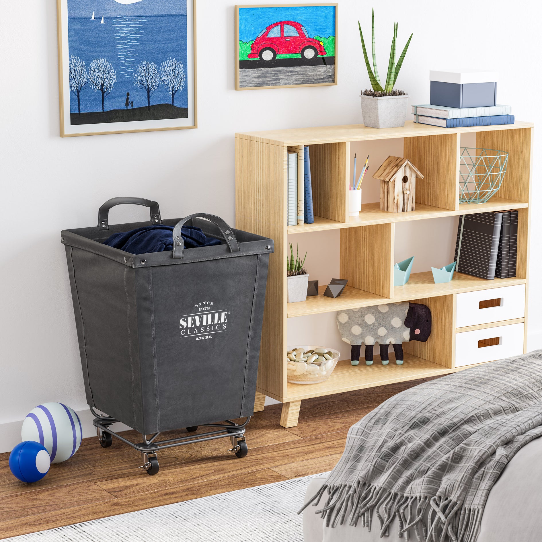 Seville Classics Rolling Laundry Hamper - Thumbnail 2