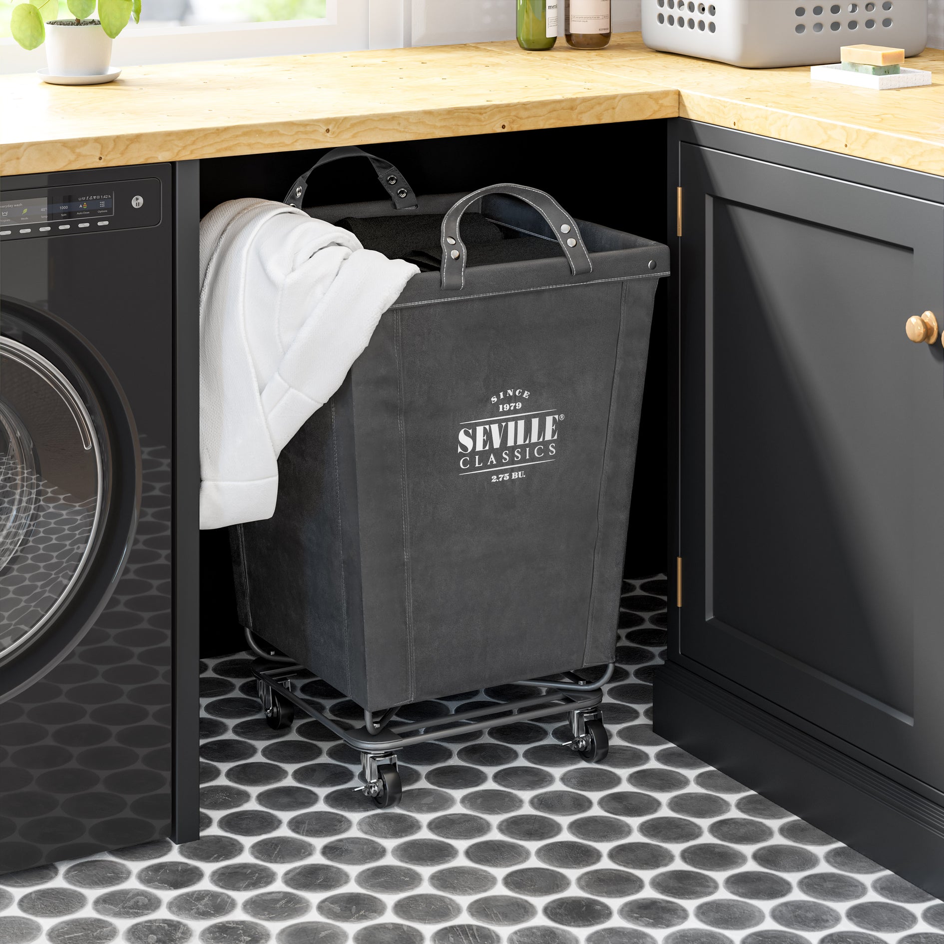 Seville Classics Rolling Laundry Hamper - Thumbnail 4