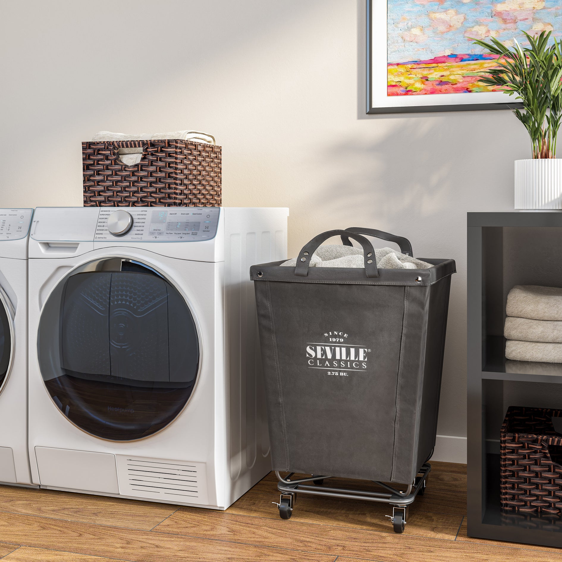 Seville Classics Rolling Laundry Hamper - Thumbnail 5