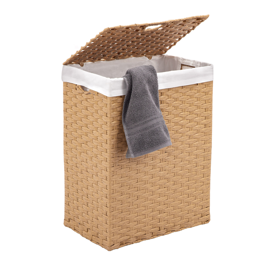 Sustainable Handwoven Lidded Laundry Hamper, Natural Water Hyacinth –  Seville Classics