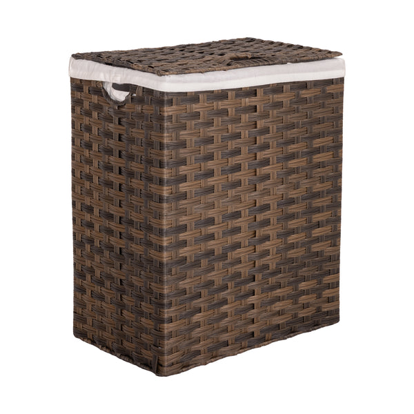 Handwoven Lidded Laundry Hamper, Mocha Brown