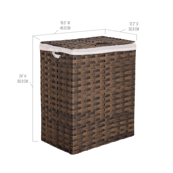 Handwoven Lidded Laundry Hamper, Mocha Brown