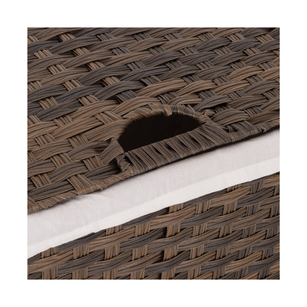 Handwoven Lidded Laundry Hamper, Mocha Brown