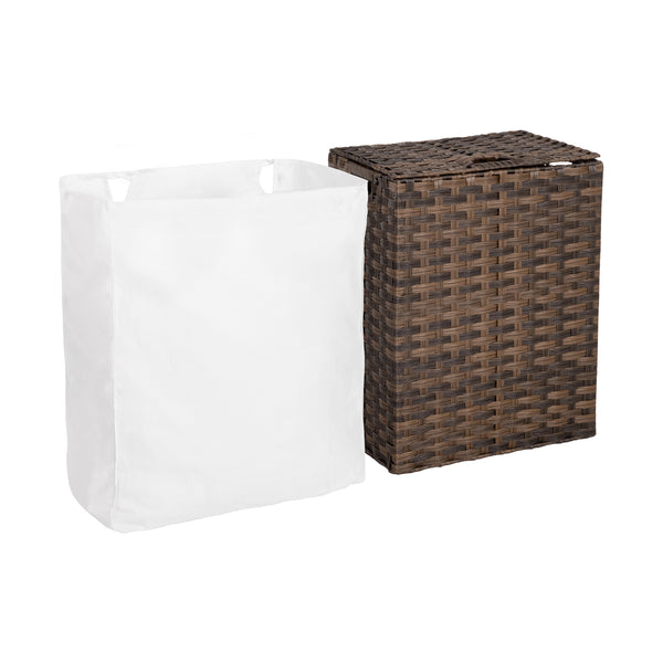 Handwoven Lidded Laundry Hamper, Mocha Brown
