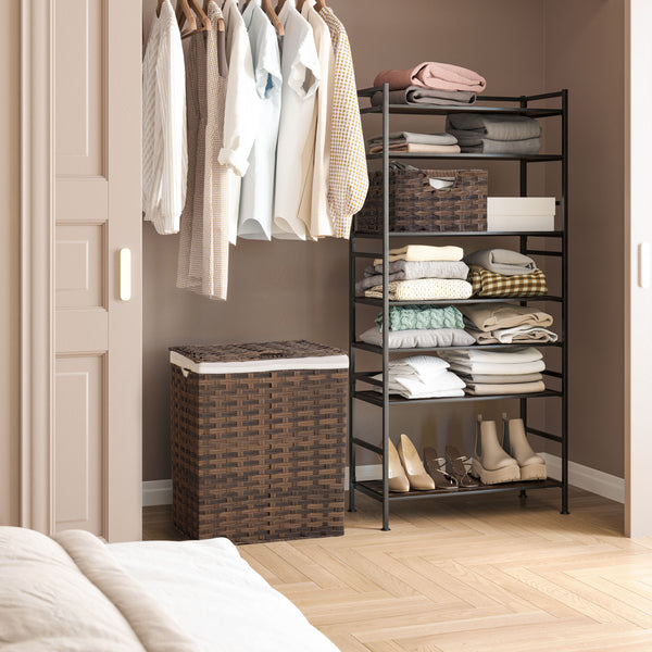 Handwoven Lidded Laundry Hamper, Mocha Brown