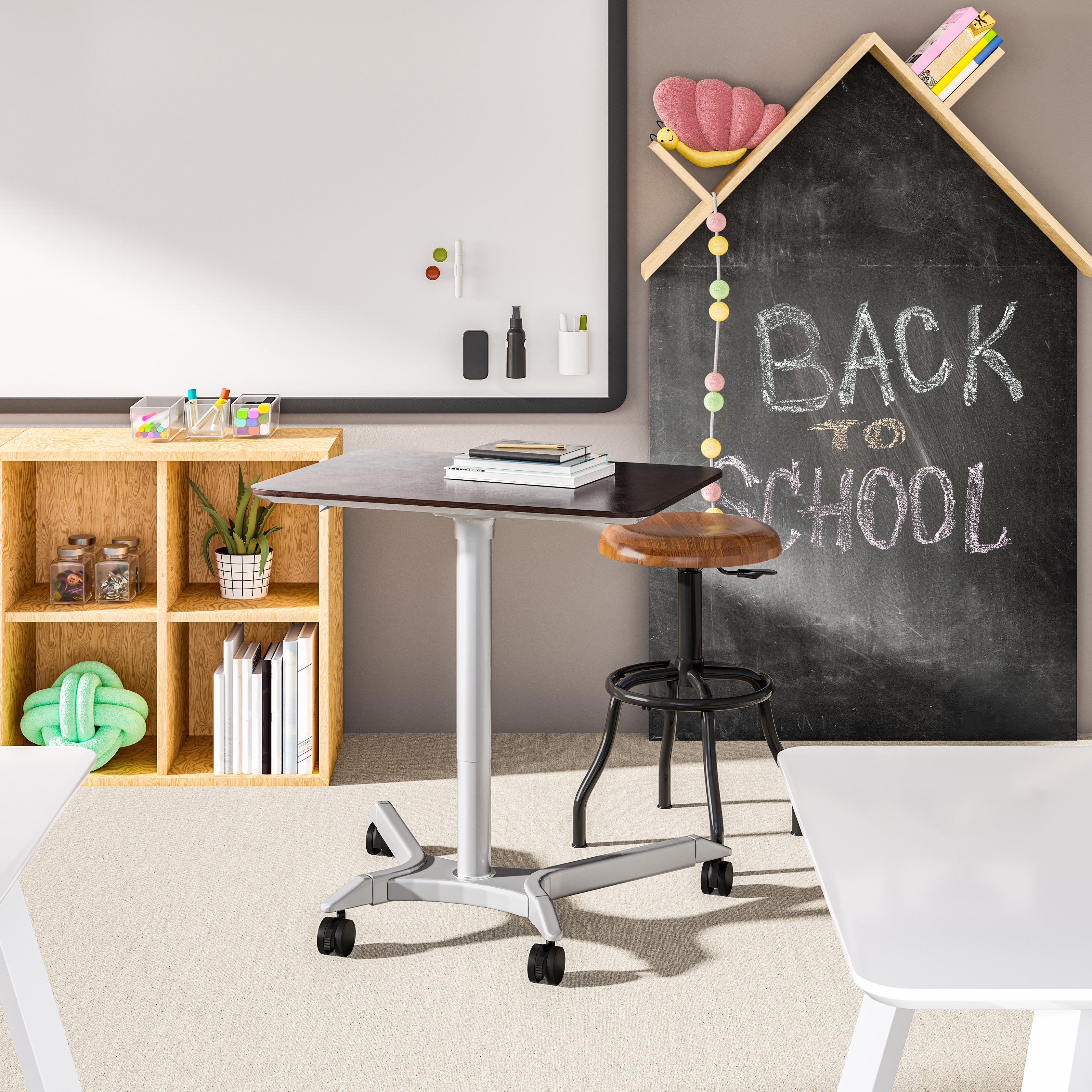 airLIFT® Premium Pneumatic Sit-Stand Mobile Desk Cart, Espresso
