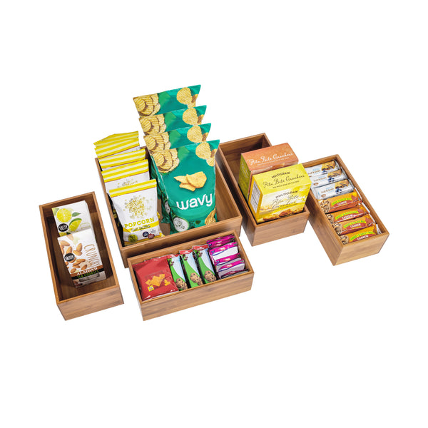 5-Piece Bamboo Storage Organizer Box Set