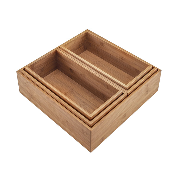 5-Piece Bamboo Storage Organizer Box Set