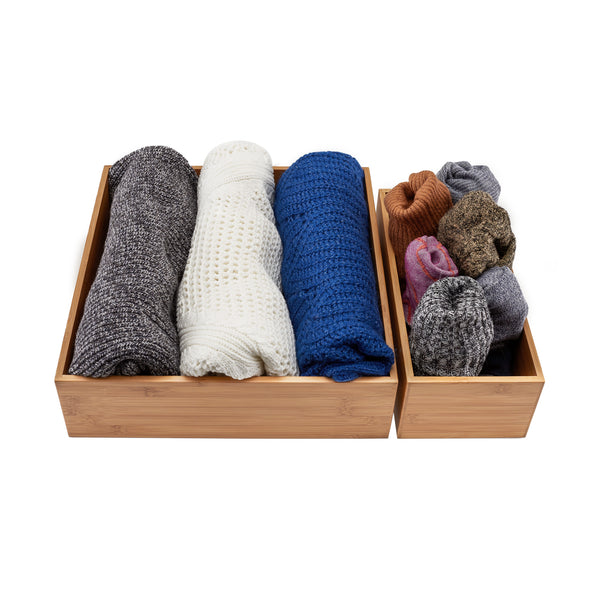 5-Piece Bamboo Storage Organizer Box Set