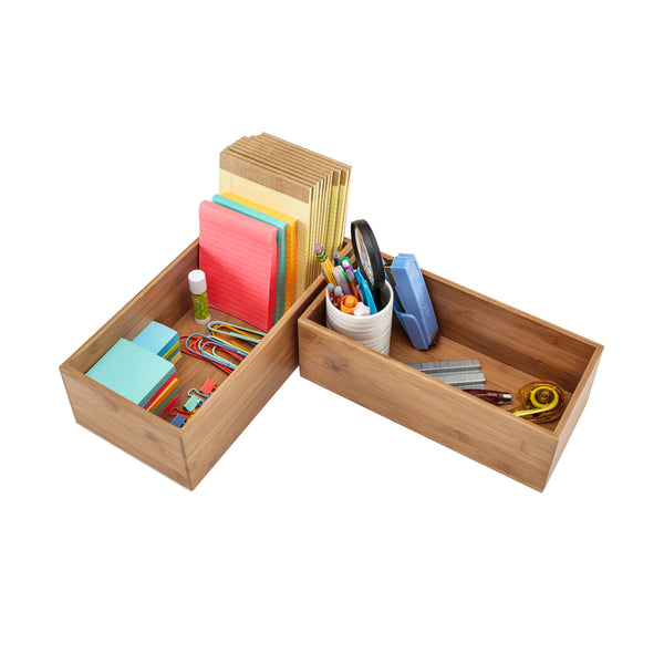 5-Piece Bamboo Storage Organizer Box Set