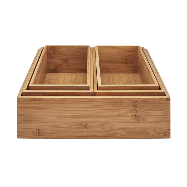 5-Piece Bamboo Storage Organizer Box Set