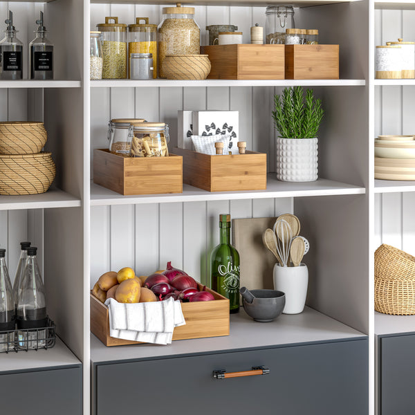 5-Piece Bamboo Storage Organizer Box Set