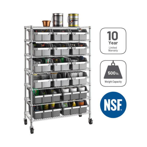 7-Tier NSF-Certified 16-Bin Rack