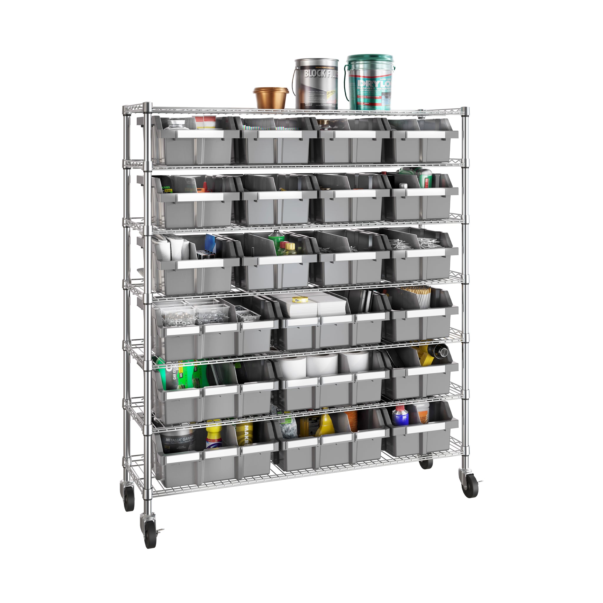 Extra-Wide 7-Tier NSF-Certified 21-Bin Rack
