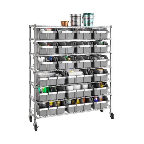 Propped bin rack on white background