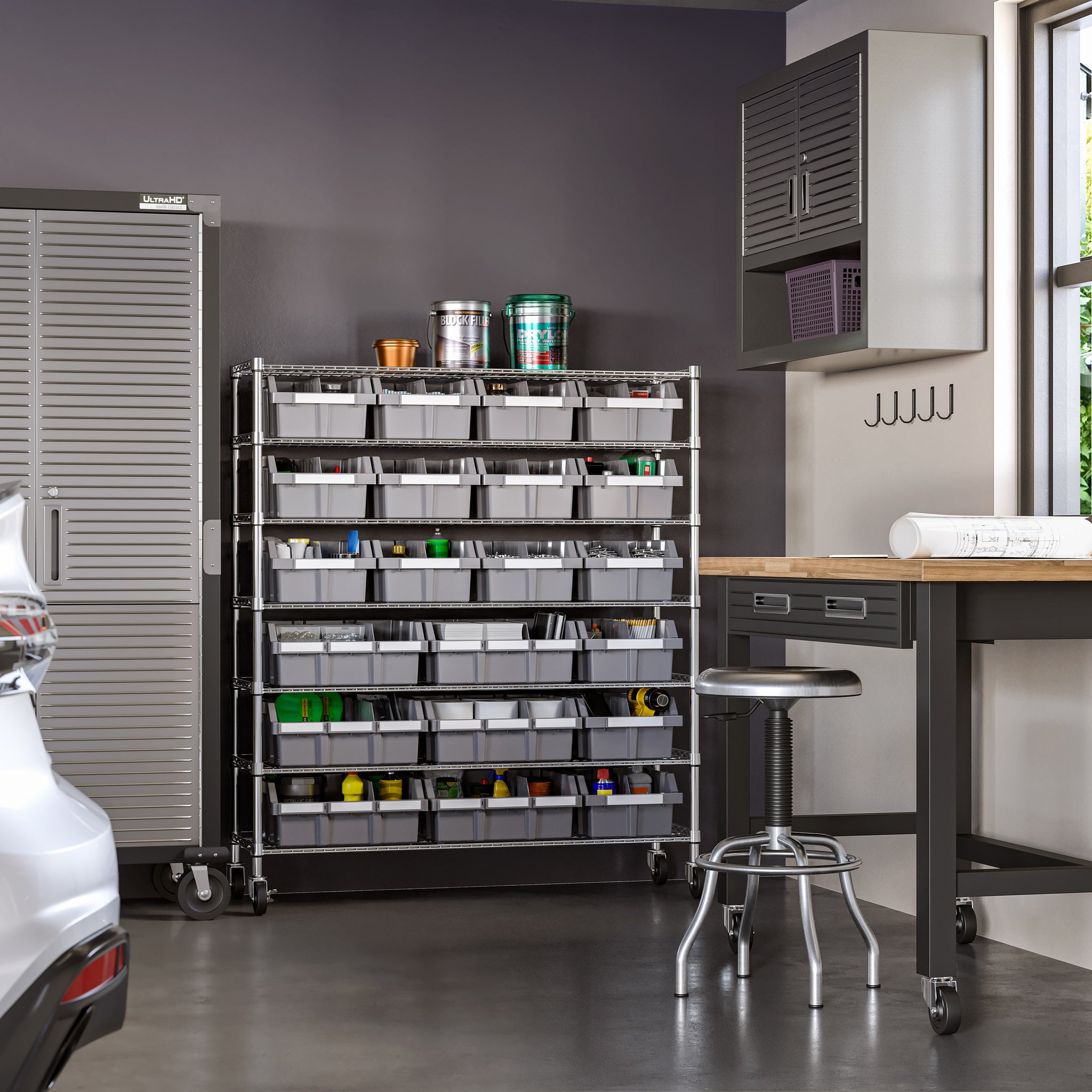 Extra-Wide 7-Tier NSF-Certified 21-Bin Rack