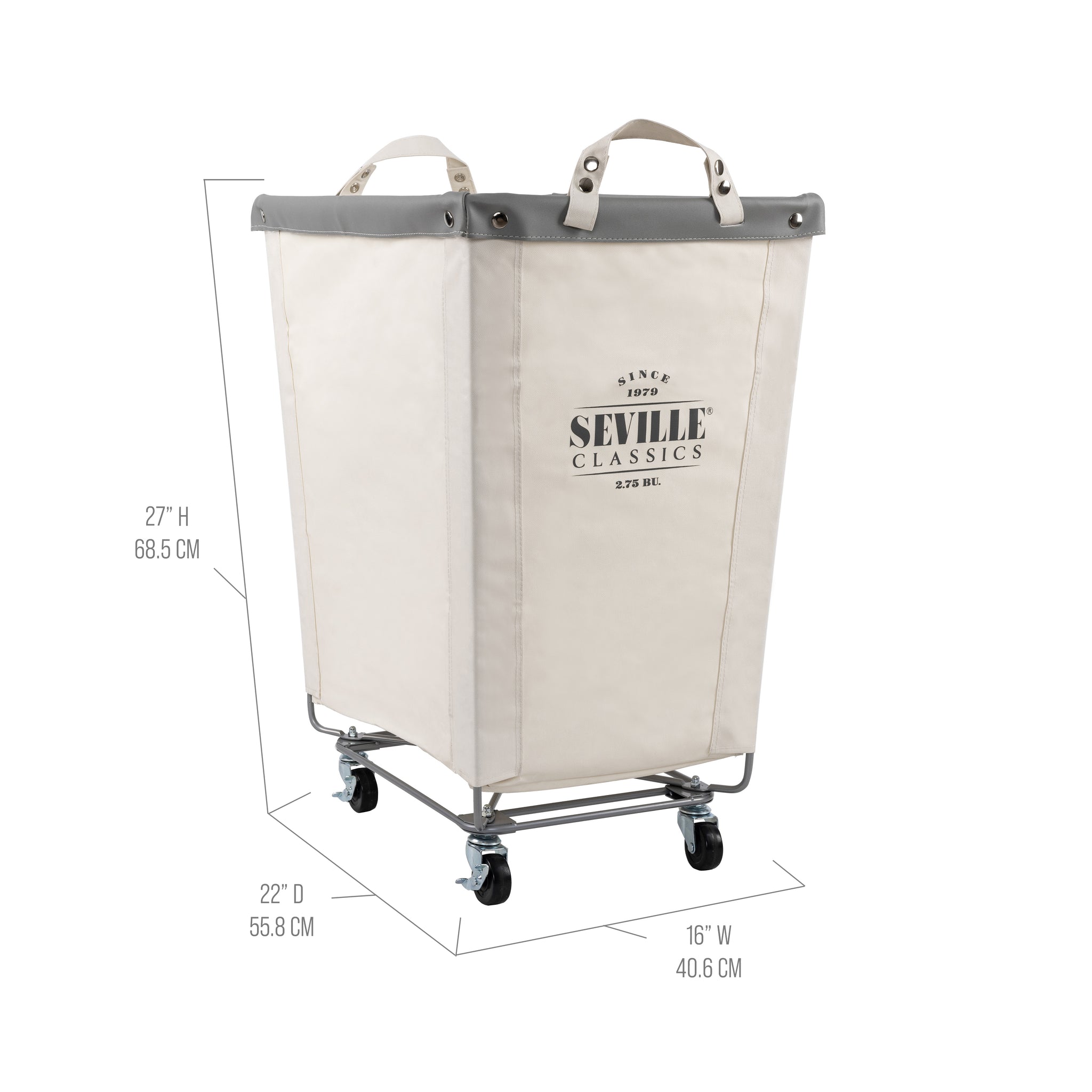 Heavy-Duty Rolling Laundry Hamper, Natural White