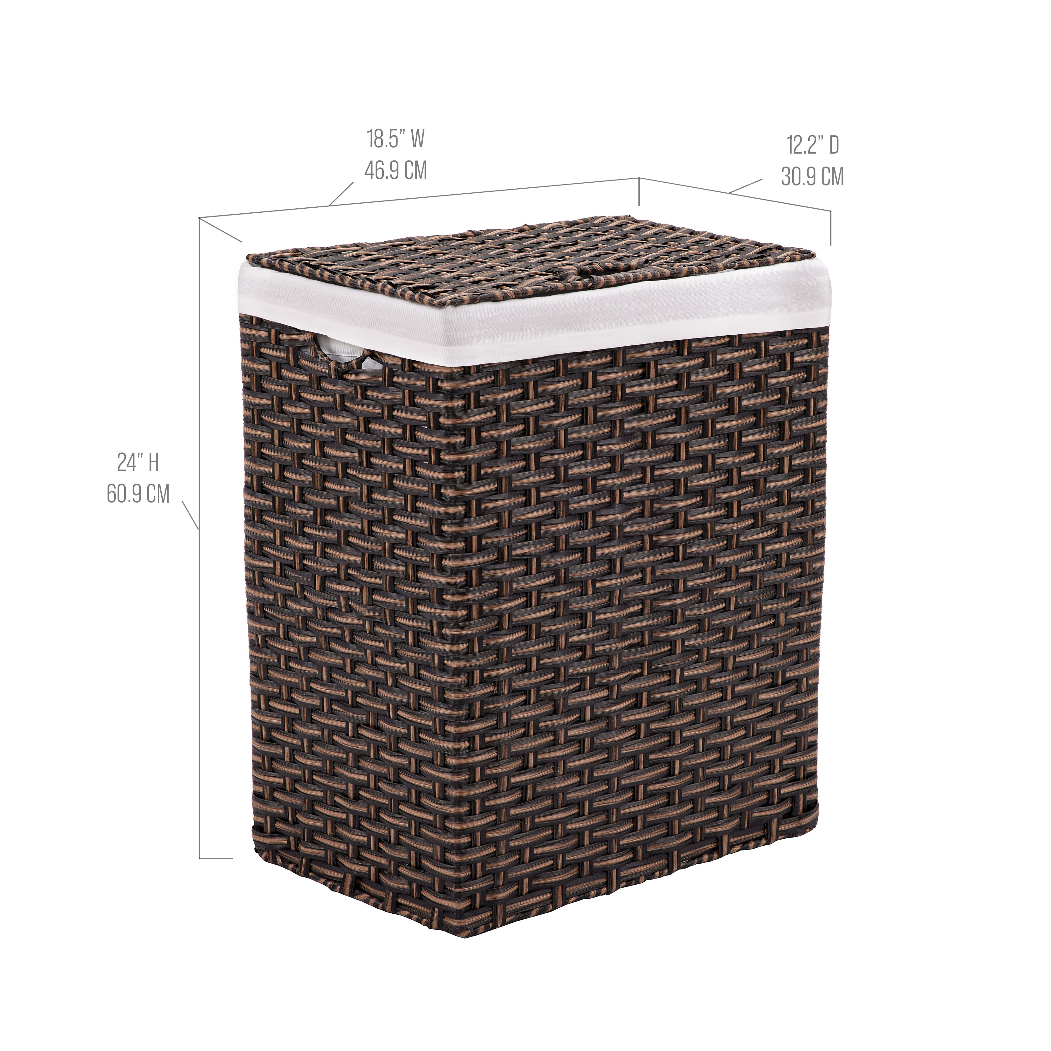 Handwoven Lidded Laundry Hamper, Mocha Brown