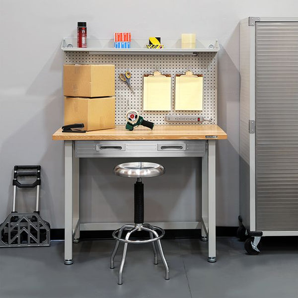 UltraHD® Lighted Workcenter w/ Wood Top and Pegboard