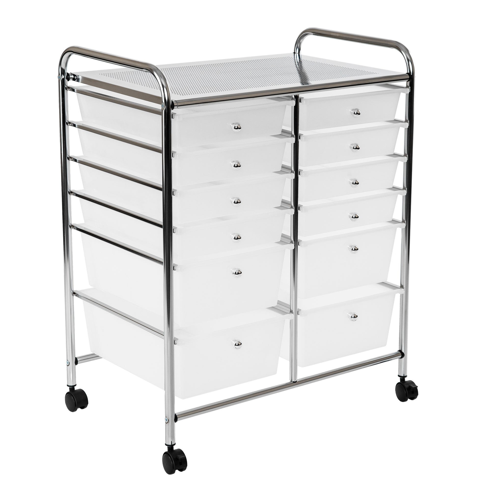 12-Drawer Rolling Organizer Cart, Frosted White