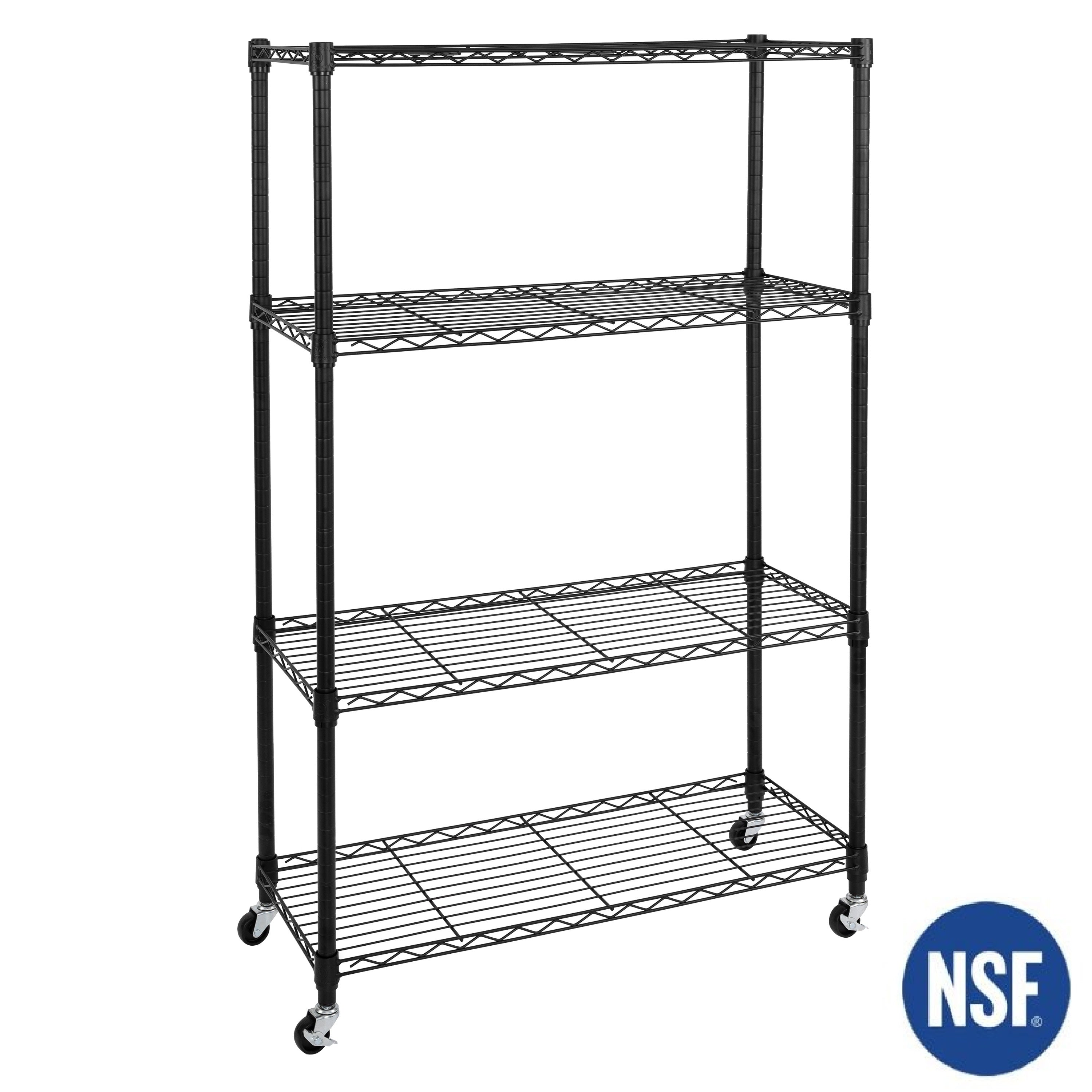 4-Tier NSF-Certified Steel Shelving, Black