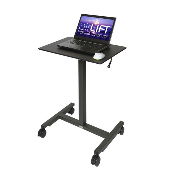 airLIFT® Pneumatic Sit-Stand Mobile Desk Cart, Black