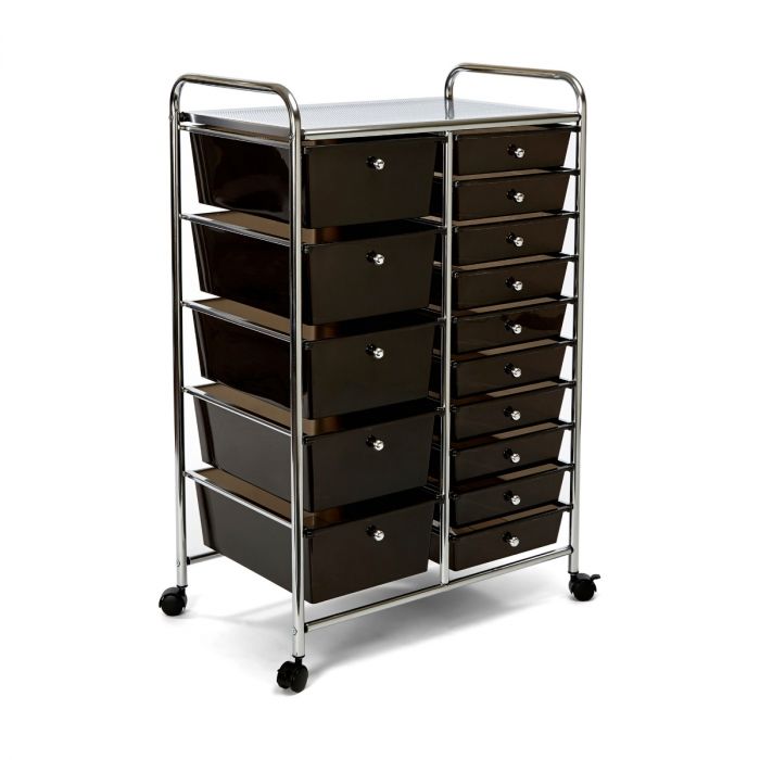 Black 15-Drawer Organizer on white background