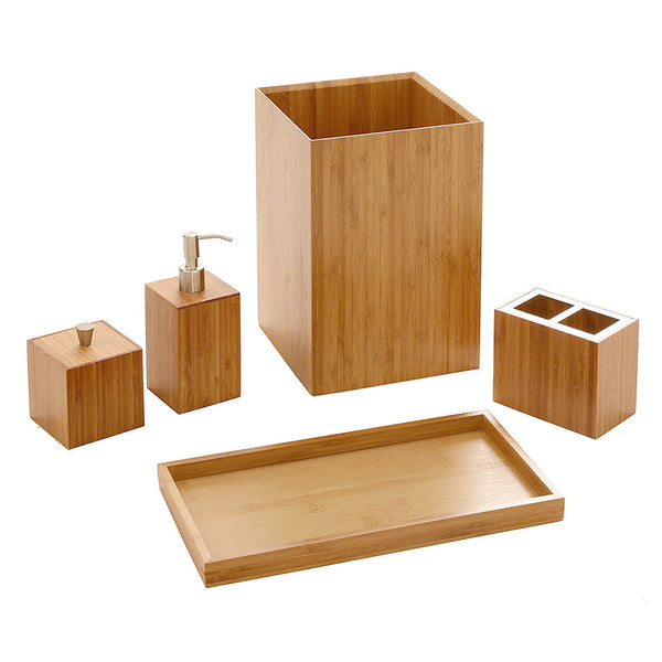 5-Piece Bamboo Bath and Vanity Set