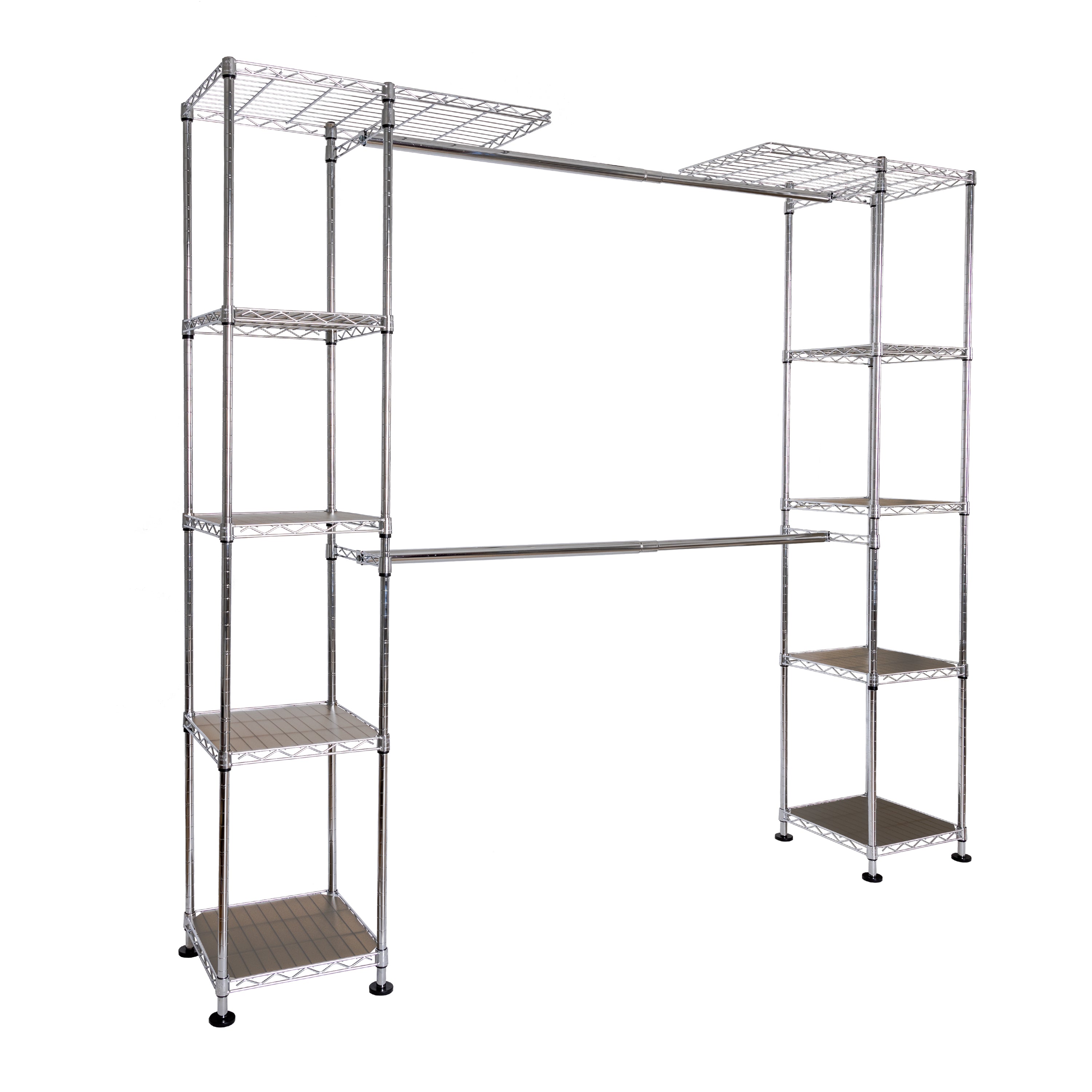 Expandable metal hanging storage organizer rack wardrobe with shelves cheap