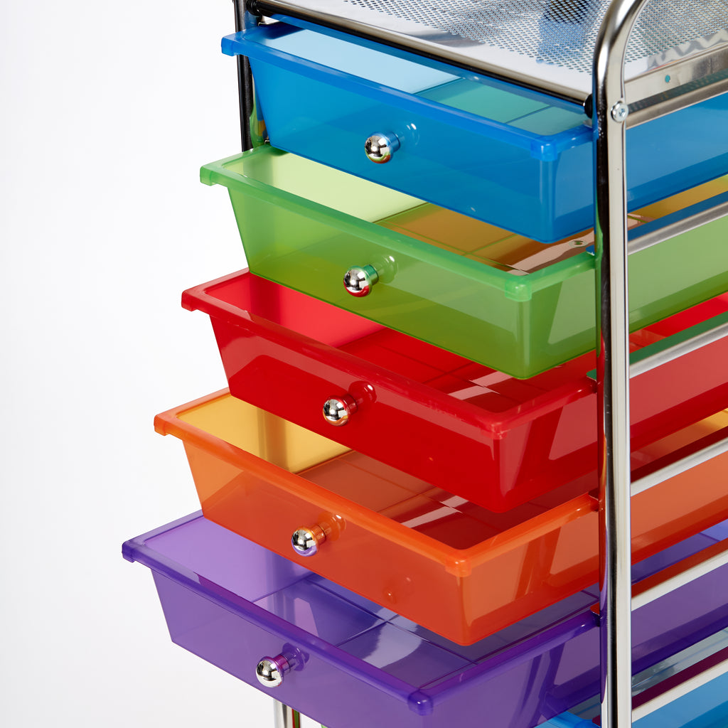 Carrello Organizer Seville Classics Con 10 Cassetti Removibili, Struttura In Acciaio Cromato, Rotelle, Argento