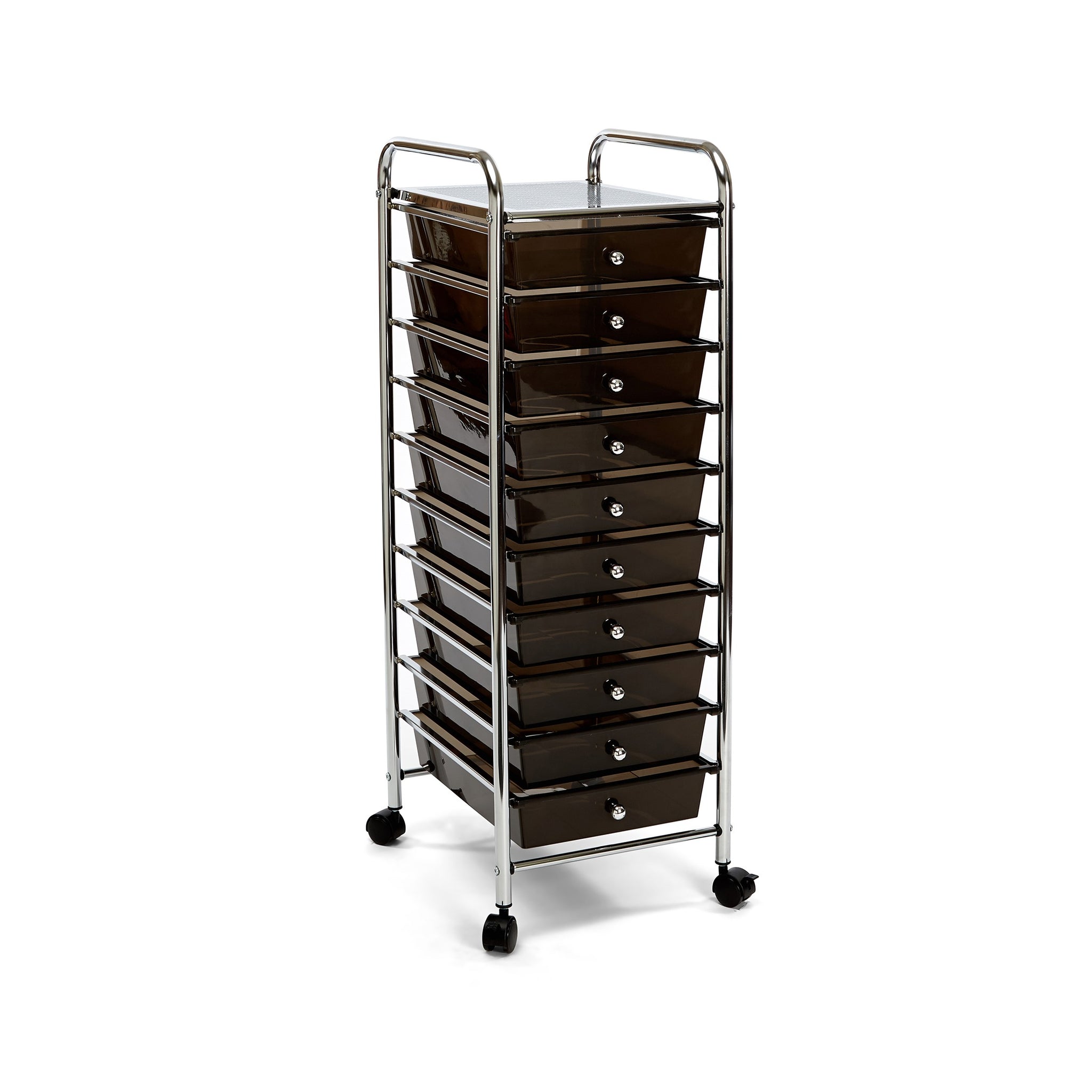 Black 10-Drawer Organizer Cart on white background