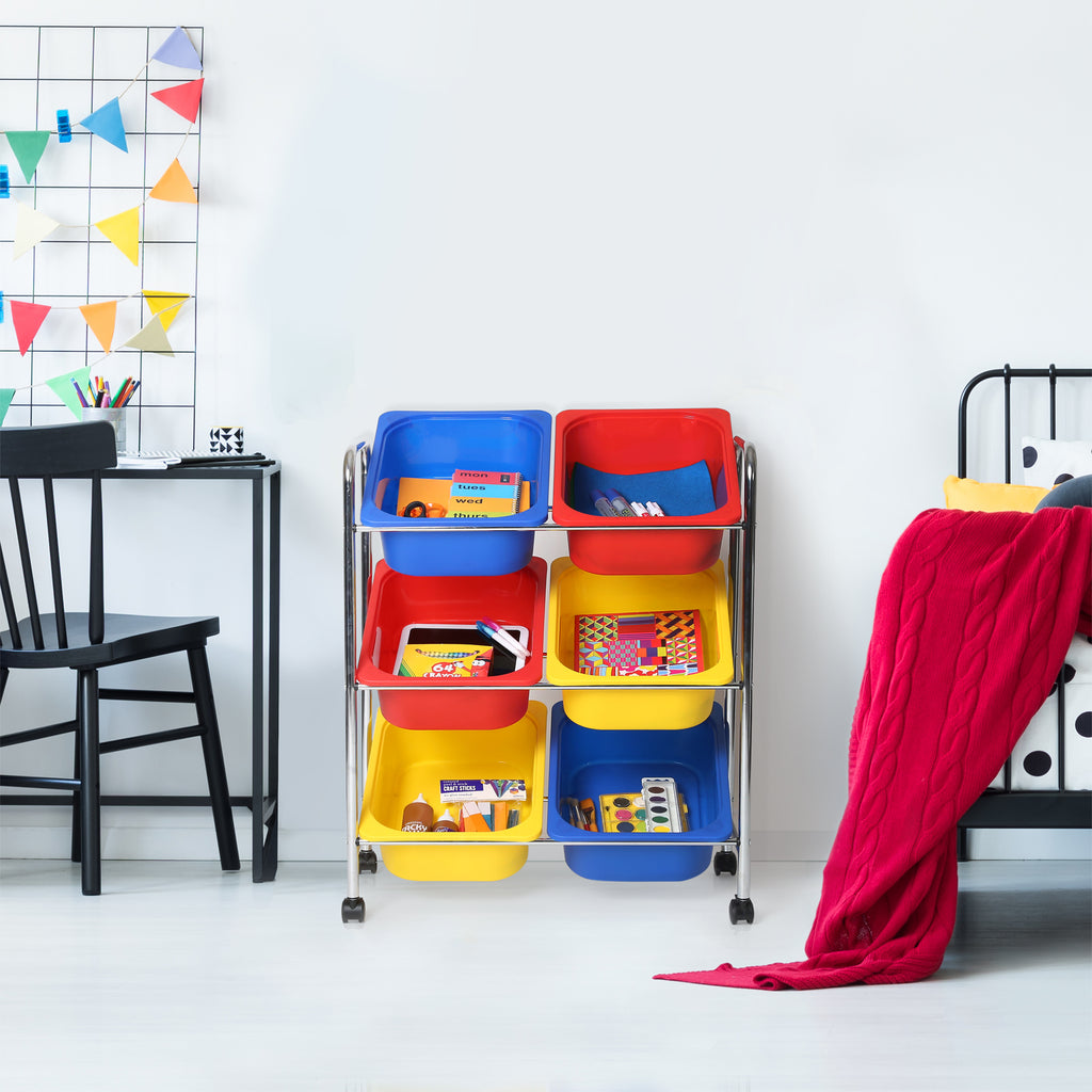 6Bin Organizer Cart, MultiColor Seville Classics