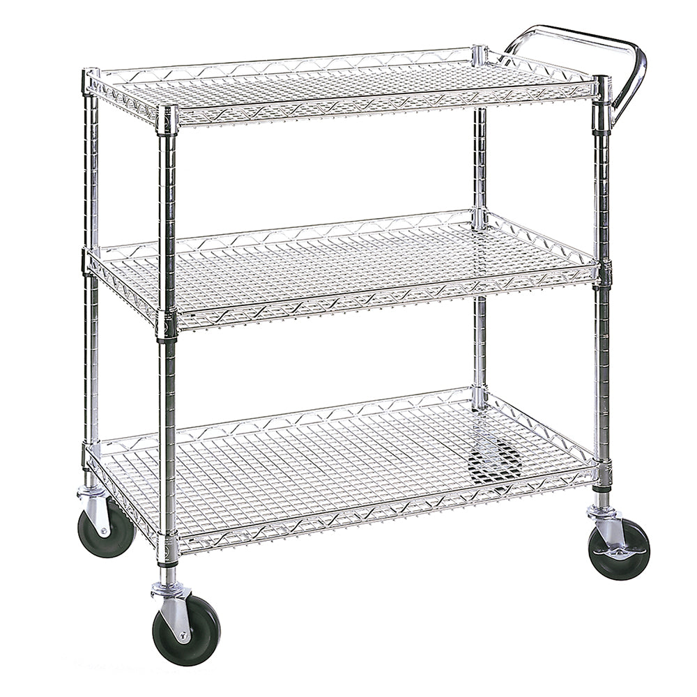 Utility Duty Triple Trolley with Straight Handle and Casters