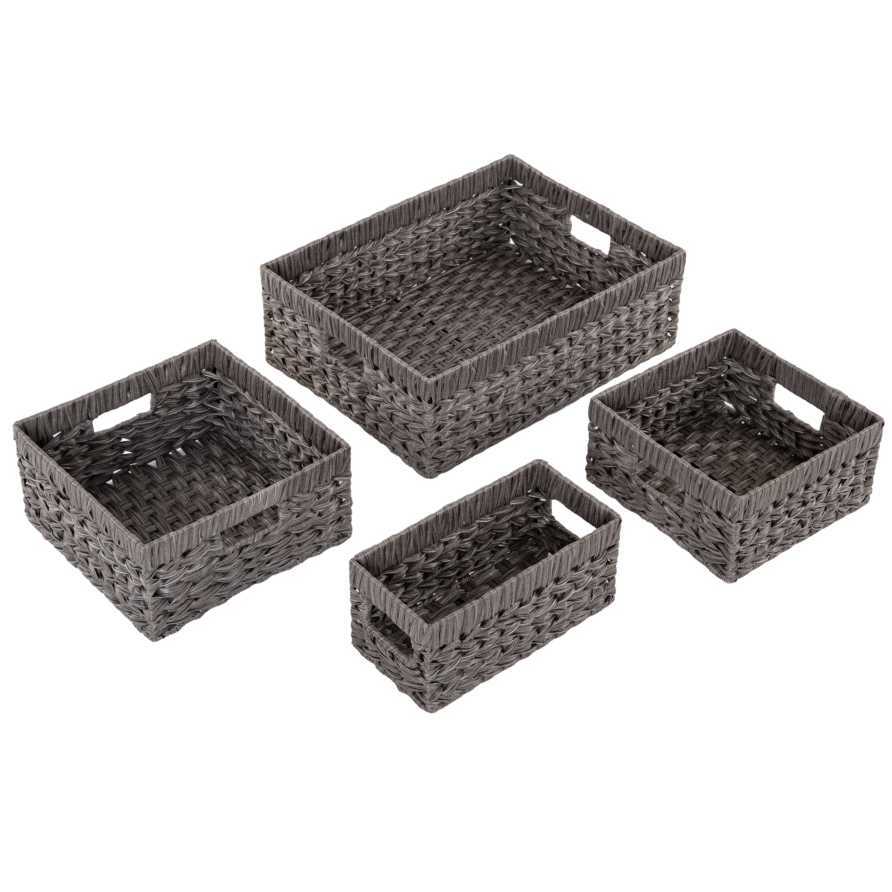 4-Piece Handwoven Modern Grey Storage Basket Set – Seville Classics