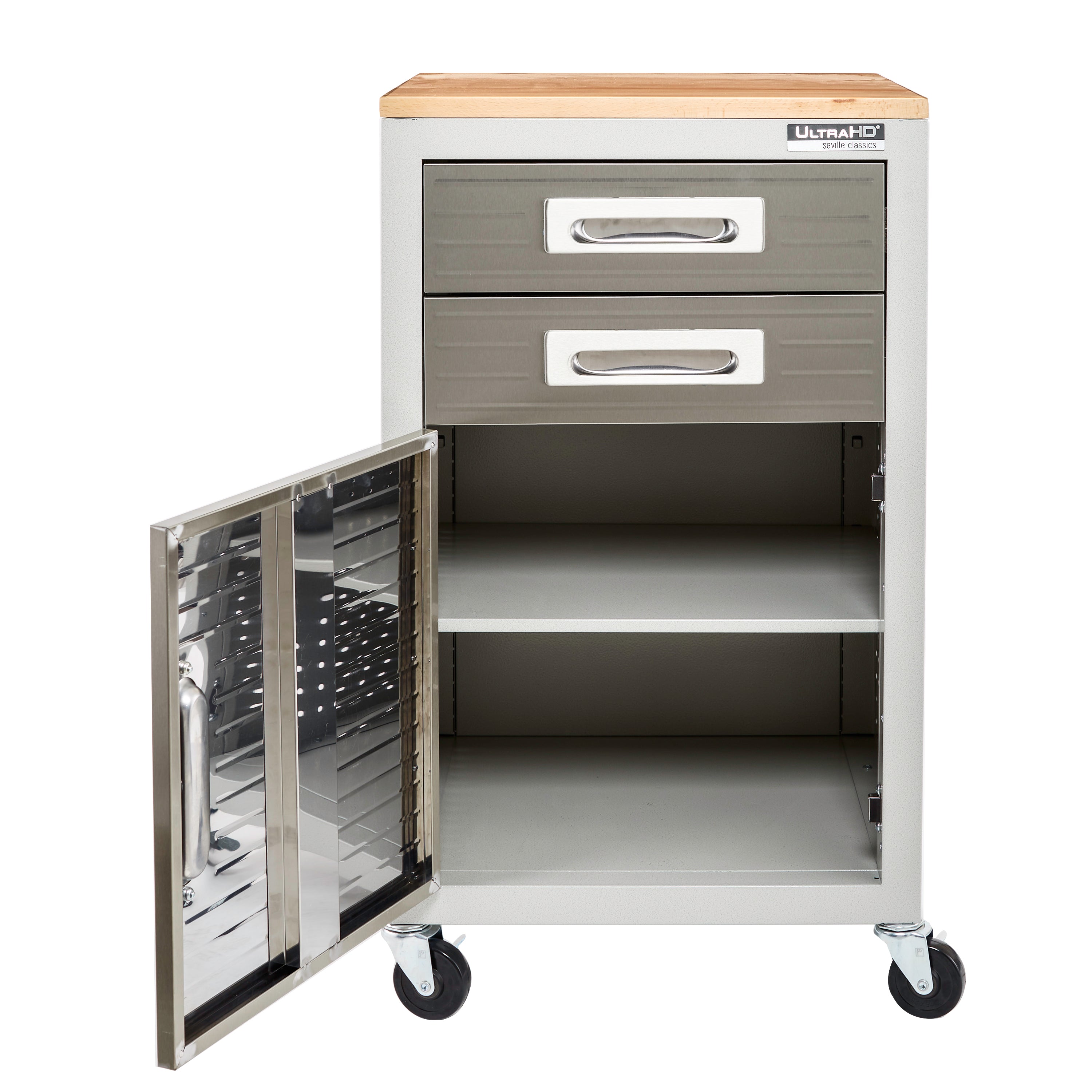 Seville Classics UltraHD Rolling Storage Cabinet, 36 W x 18 D x 72 H,  Granite Gray