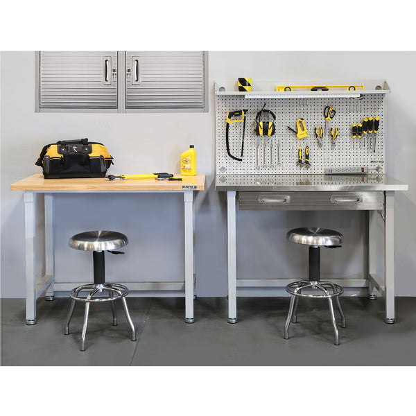 UltraHD® Lighted Workcenter w/ Stainless Steel Top and Pegboard, Granite