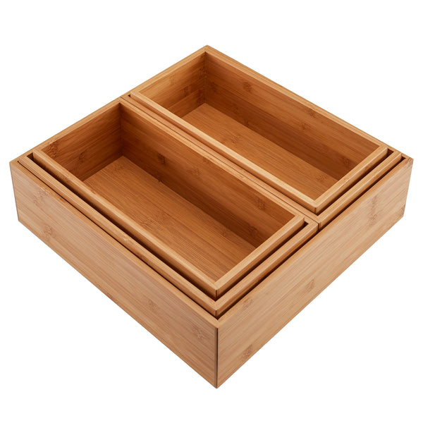 5-Piece Bamboo Storage Organizer Box Set