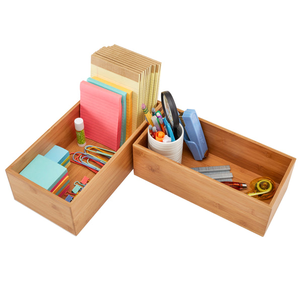 5-Piece Bamboo Storage Organizer Box Set