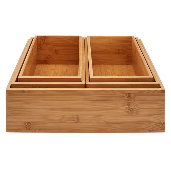 5-Piece Bamboo Storage Organizer Box Set