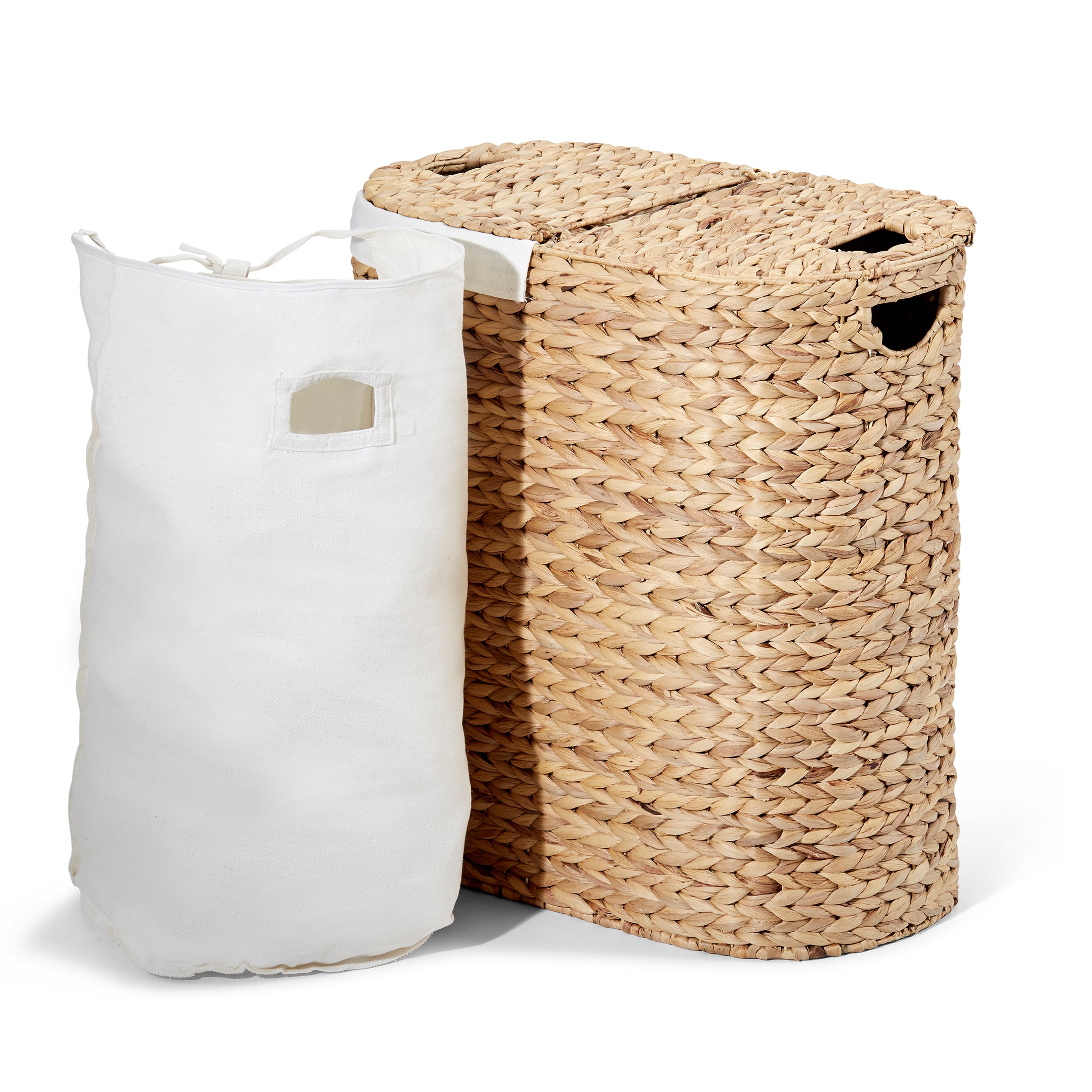 Laundry Basket With Lid, With Laundry Bag - Compatible Bathroom