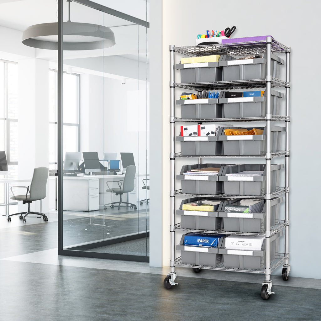 thumbnail image 2 of Seville Classics 7-Tier NSF 22-Bin Storage Rack – 36W X 14.25D X 56H 2 of 6