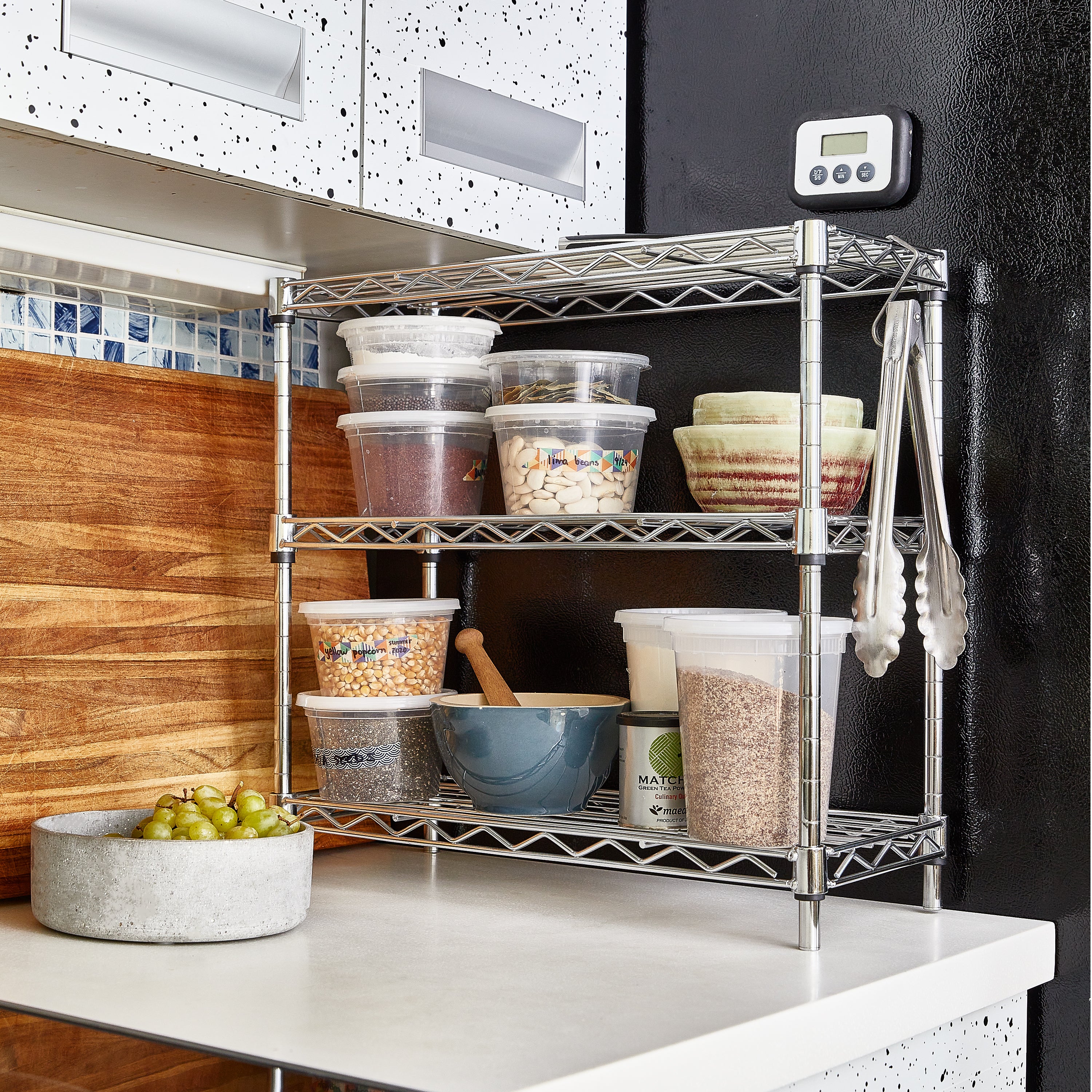 3-Tier Metal Steel Wire Shelf Organizer Unit Shelving for Cabinets, Bath,  Kitchen, Countertop, Stackable Cabinet Shelf Kitchen Counter Rack Organizer